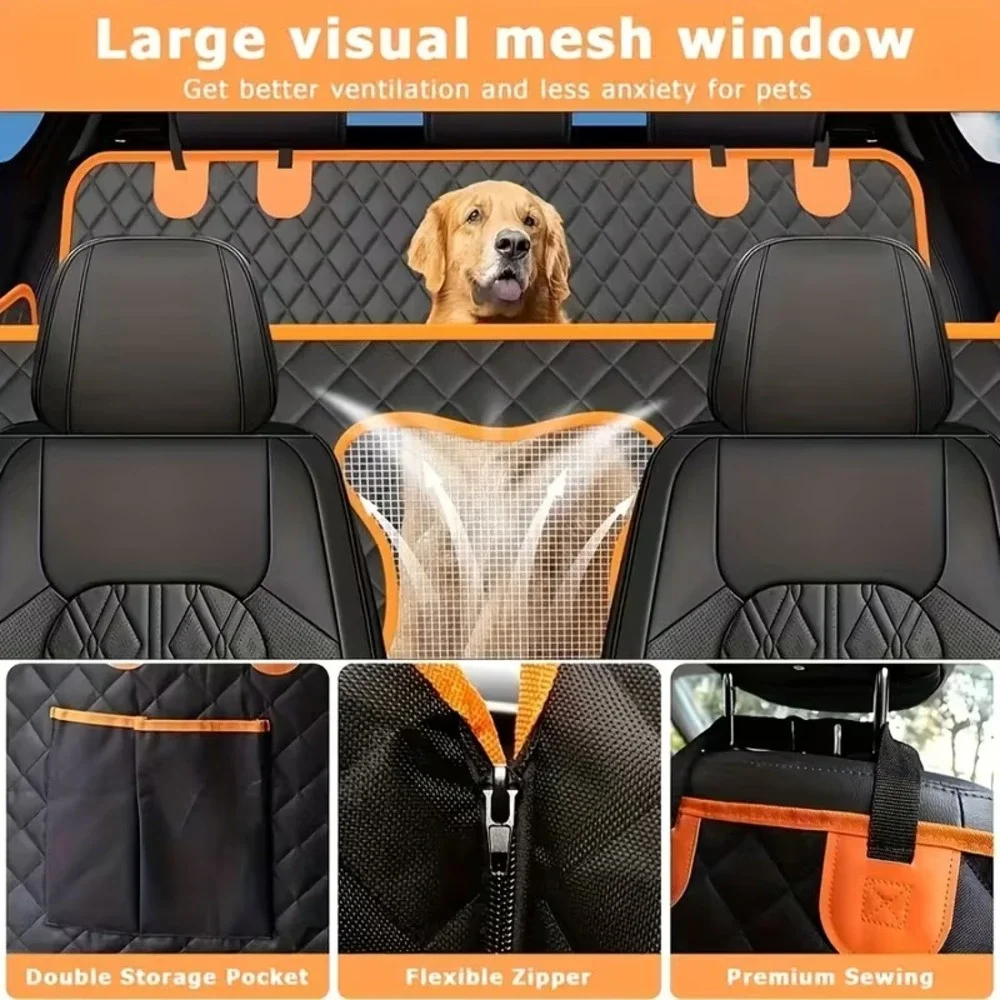 Dog Pet Car Seat Cover for Back Seat, Heavy Duty, Mesh Window, Side Door Flaps